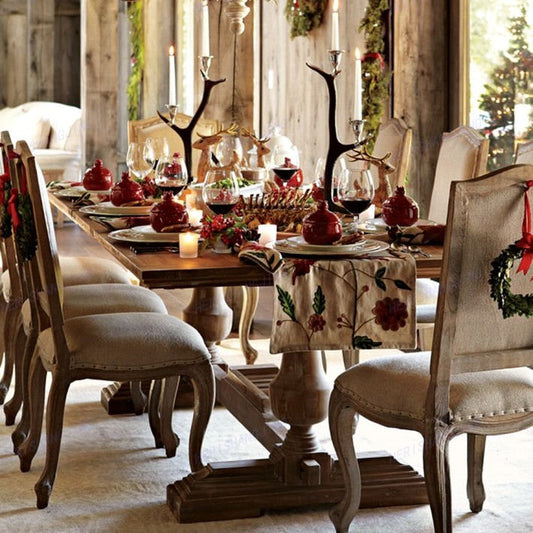 Table à manger en bois massif KAIDEN de style américain classique et luxueux de style européen