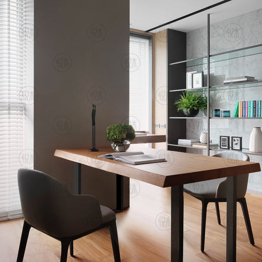 Bureau d'étude en bois massif JONAH, design scandinave et nordique, avec bords vivants