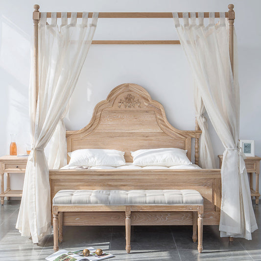 Lit à baldaquin EZEKIEL de style country américain et français