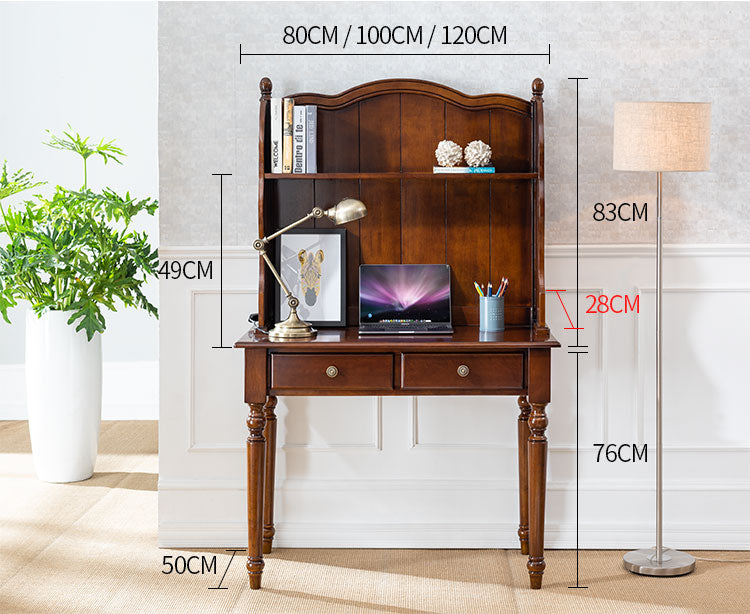 Bureau ABEL en bois massif avec étagère