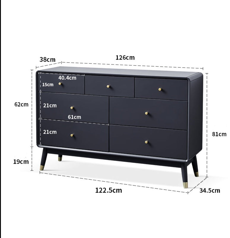 Commode ADELINE COURTYARD en bois massif noir, noyer, blanc, couleur naturelle