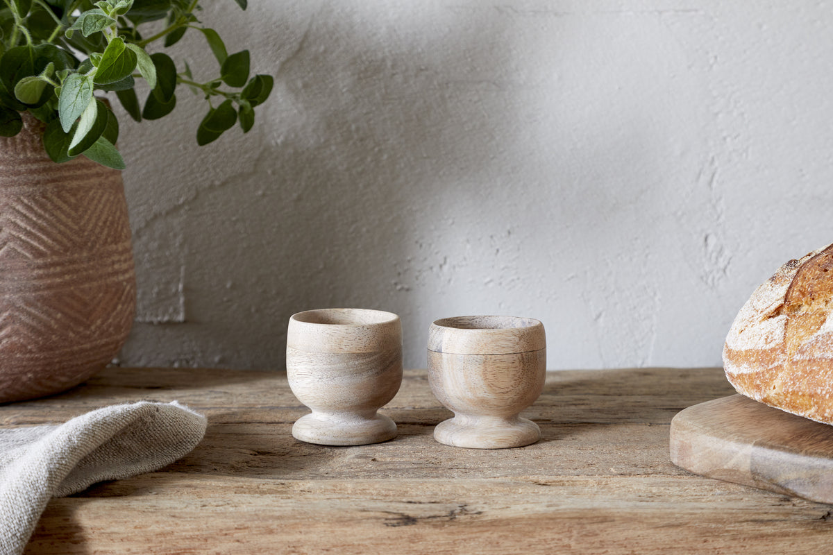 Coquetier en bois Awa - Naturel - (Lot de 2)