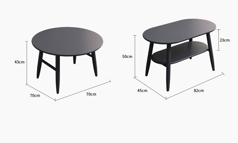 Table basse scandinave japonaise Alayah en bois massif (4 couleurs, 2 tailles)