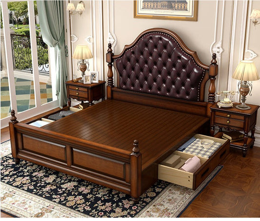 Lit de rangement BOSTON HILTON de style américain et européen avec tiroir et vérin pneumatique