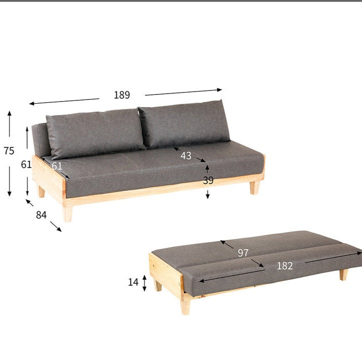 Canapé-lit BROOKLYNN RITZ en bois massif japonais scandinave (6 couleurs)