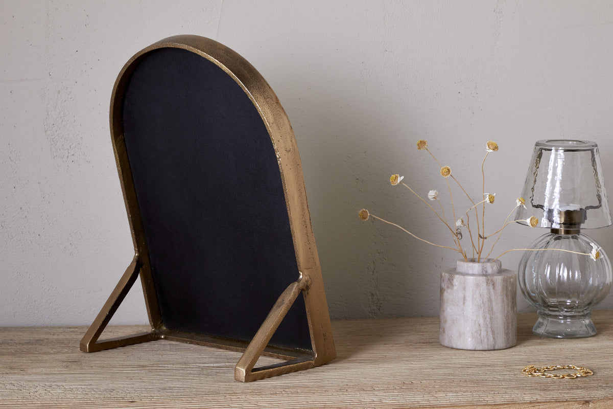 Miroir de courtoisie Cayce en aluminium moulé - Laiton antique