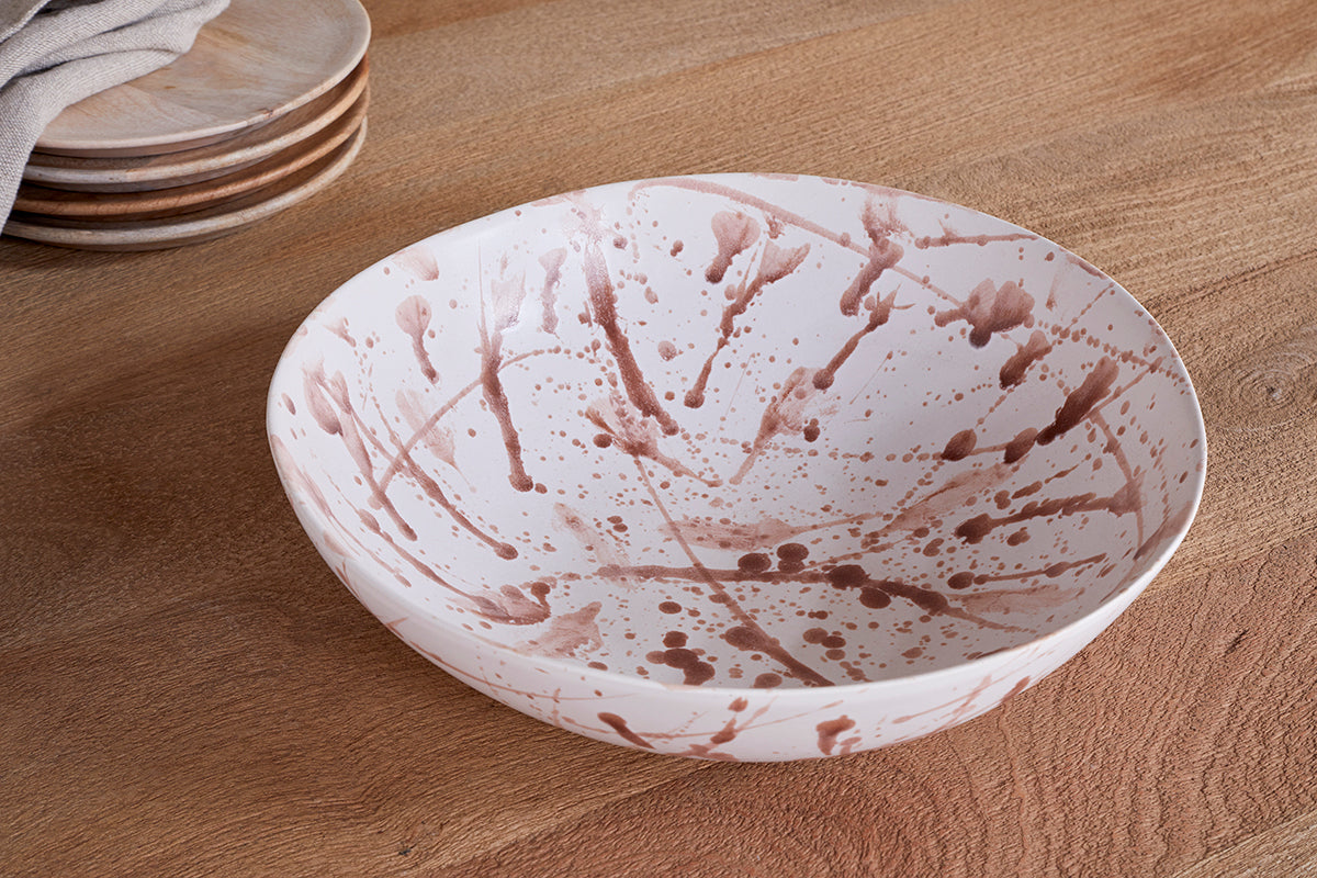 Bol de service Canela Splatter - Terre cuite poussiéreuse