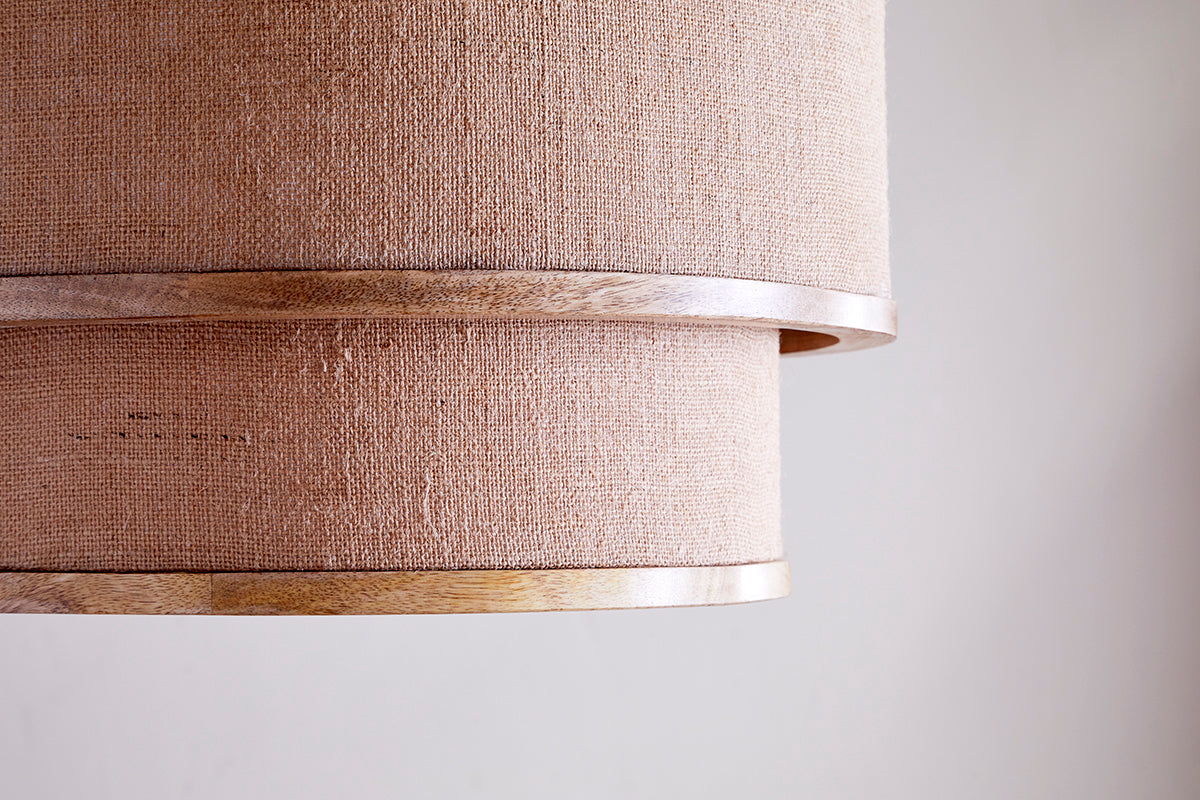 Lampe à Suspension Darat en Bois de Manguier et Jute - Naturel