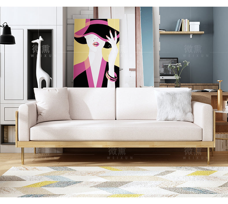 Canapé nordique simple en bois massif ELEANOR (1 à 3 places, 6 couleurs au choix)