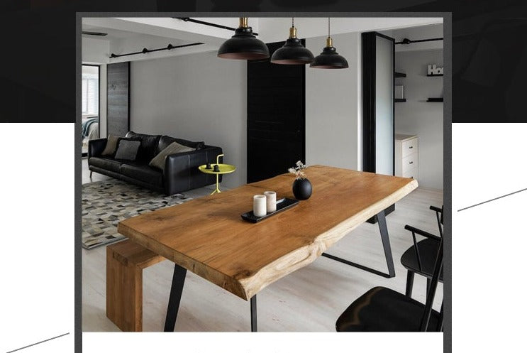 Table à manger en bois massif FINN Table de conférence en bois dur de design nordique scandinave