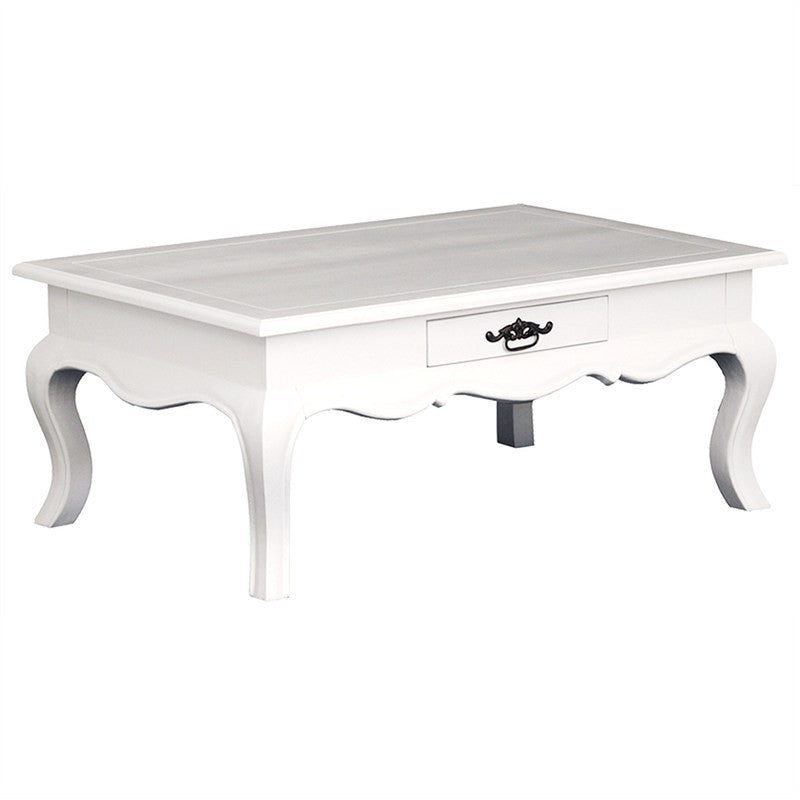 Table basse française 100 cm Linda 2 tiroirs