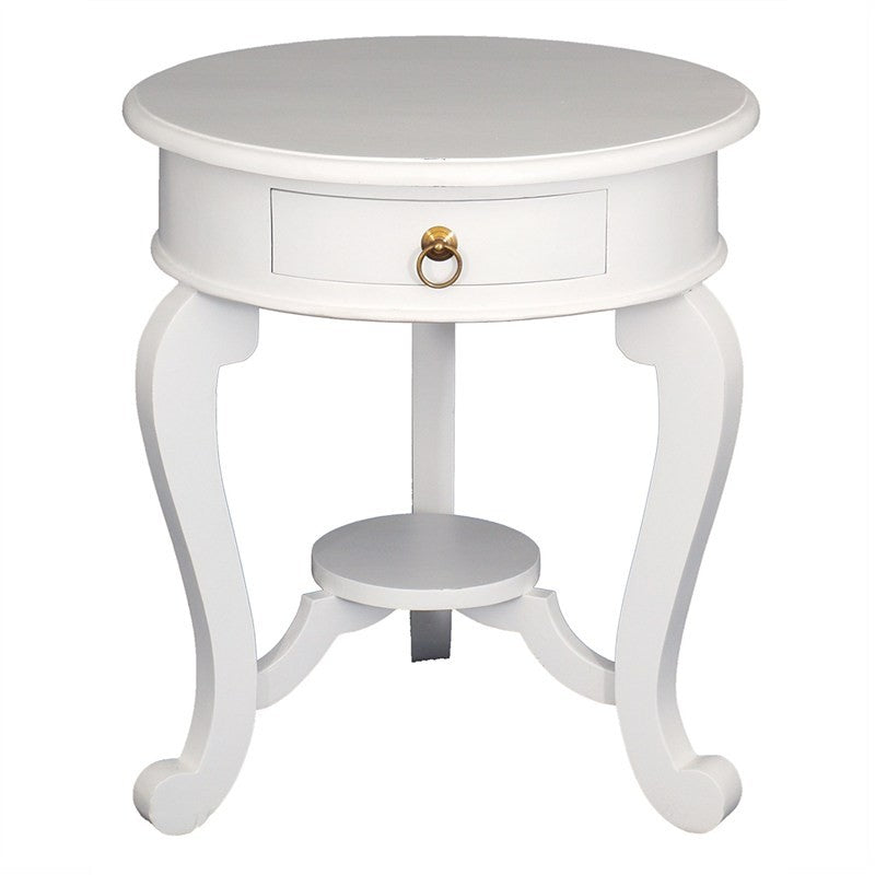 Table de chevet ronde française de 55 cm de diamètre avec pieds cabriolet