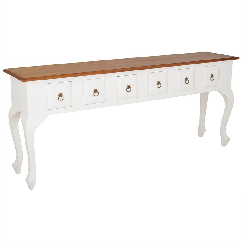Console de canapé française Jennifer 6 tiroirs 180 cm