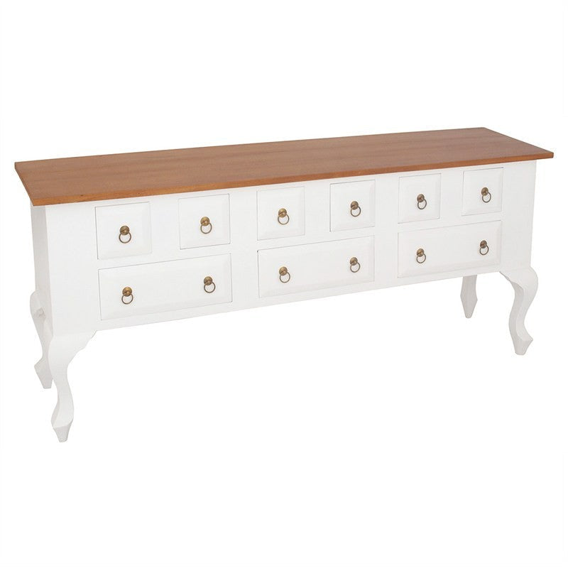 Console de canapé française Jennifer 9 tiroirs 180 cm