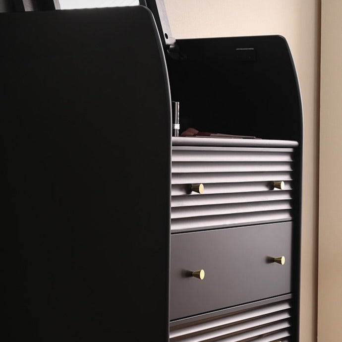 ISABELLE TOKYO Coiffeuse nordique avec miroir et style scandinave japonais (couleur noyer, noir, gris, blanc)