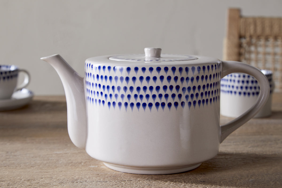 Théière Indigo Drop pour 4 personnes - Crème et indigo
