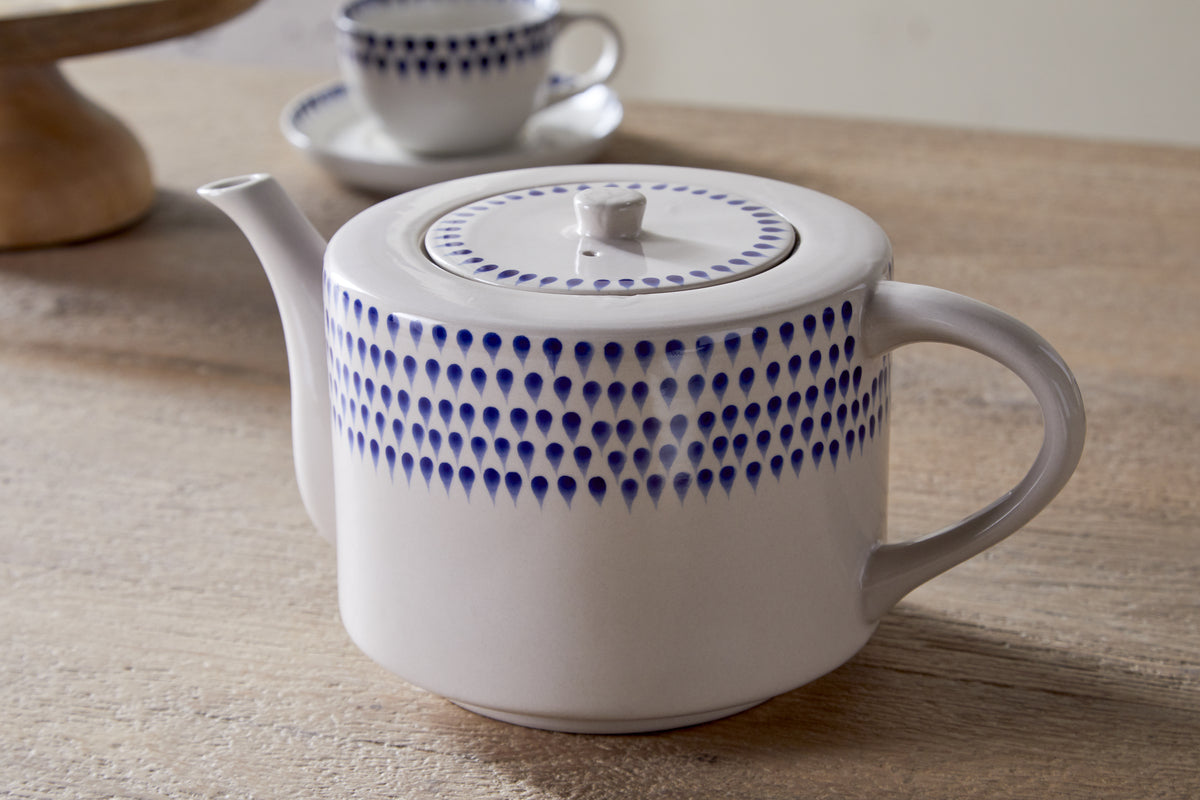Théière Indigo Drop pour 4 personnes - Crème et indigo