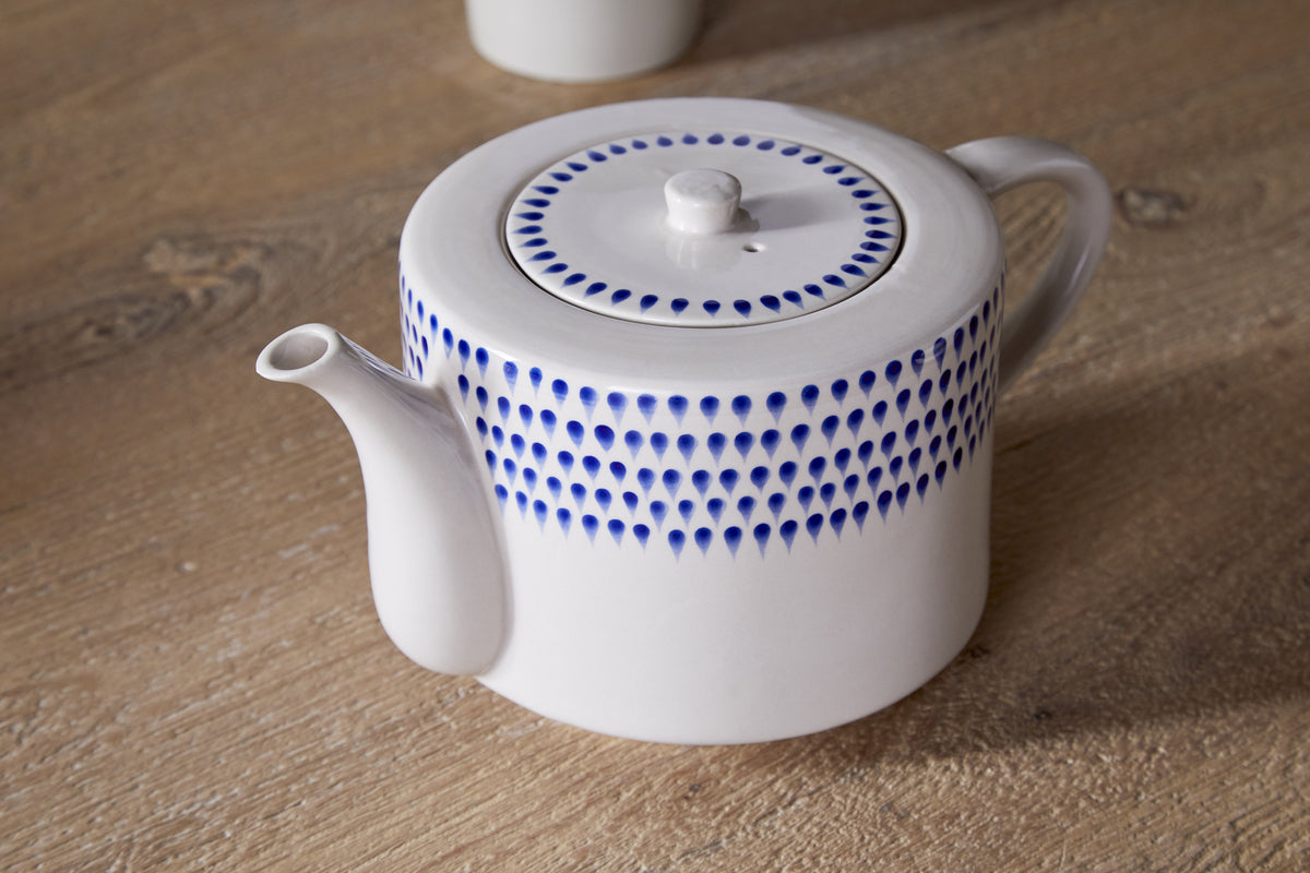 Théière Indigo Drop pour 4 personnes - Crème et indigo