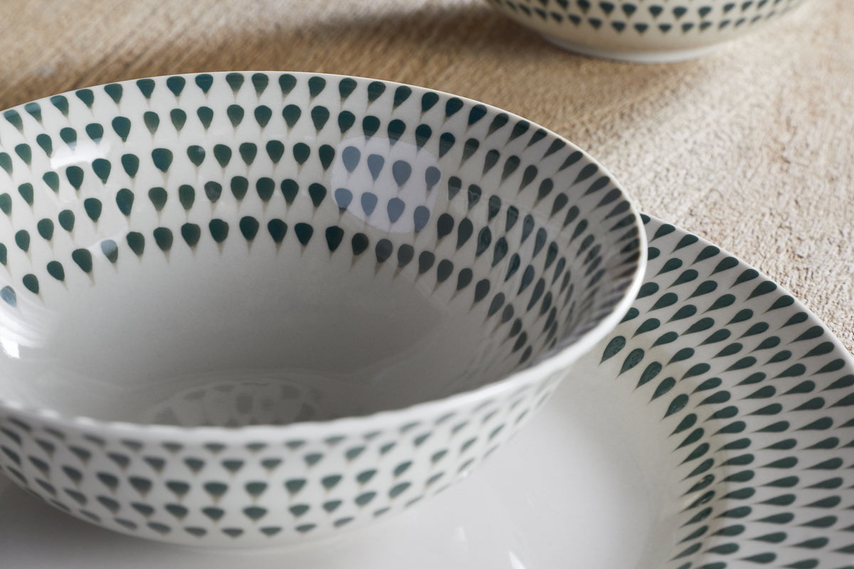 Service de table Juniper Drop – Crème et genévrier (lot de 12)