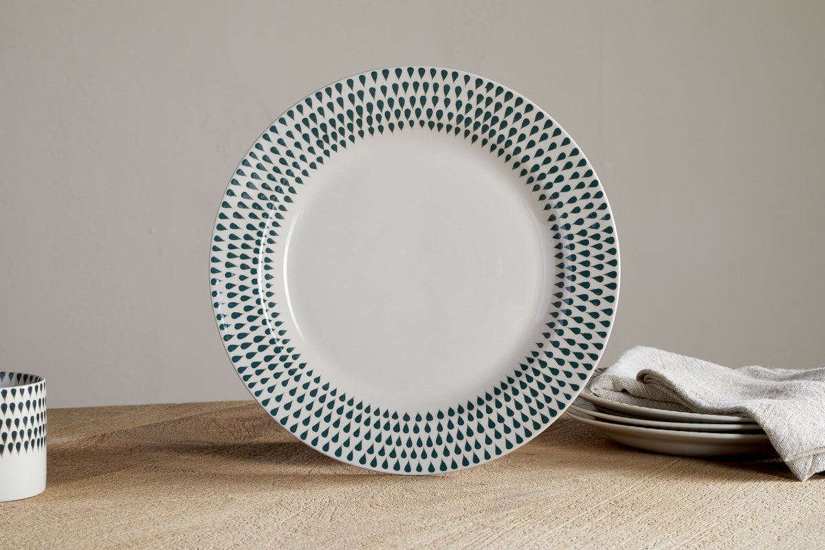 Service de table Juniper Drop – Crème et genévrier (lot de 12)