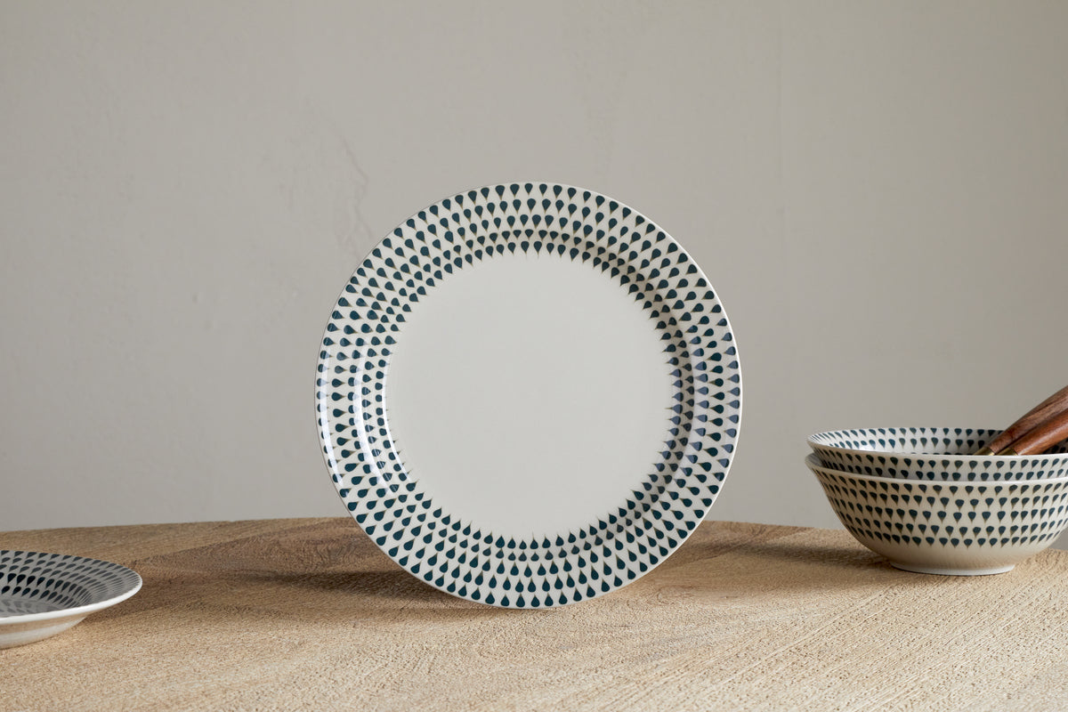Service de table Juniper Drop – Crème et genévrier (lot de 12)