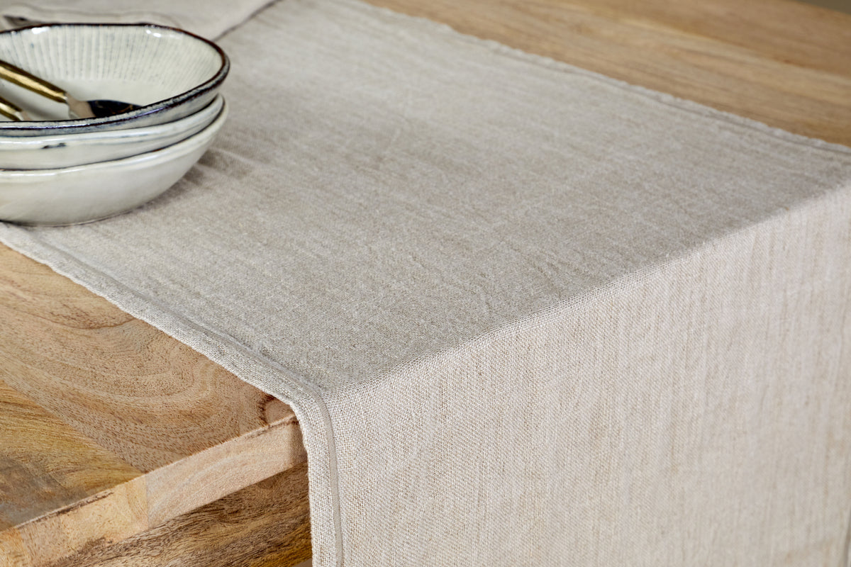 Tapis de passage en lin Junto - Naturel - Grand