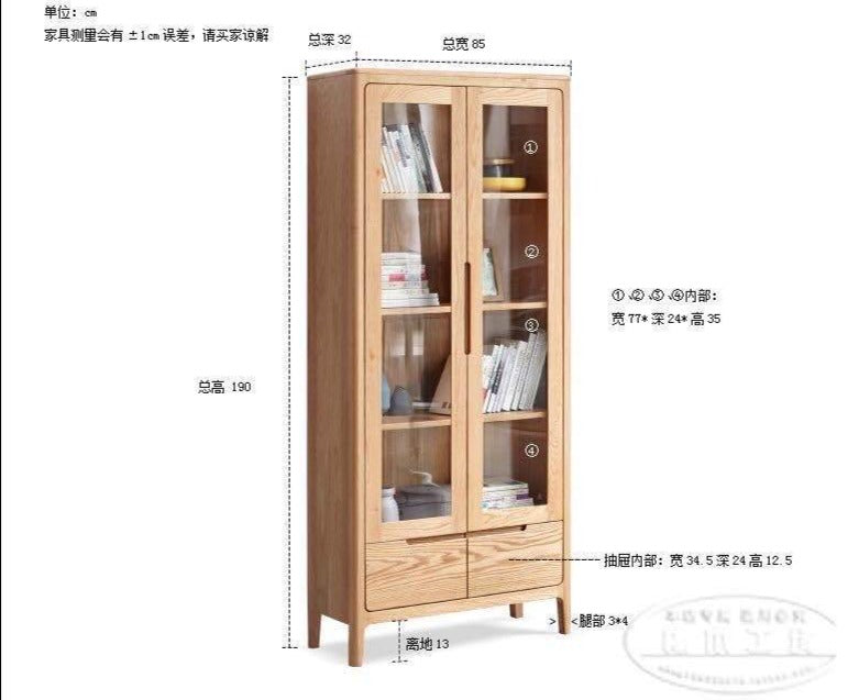 Vitrine-bibliothèque en verre scandinave nordique KAYDEN