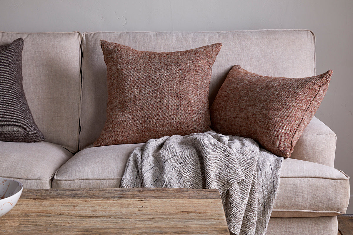 Housse de coussin en lin Kana - Rouille