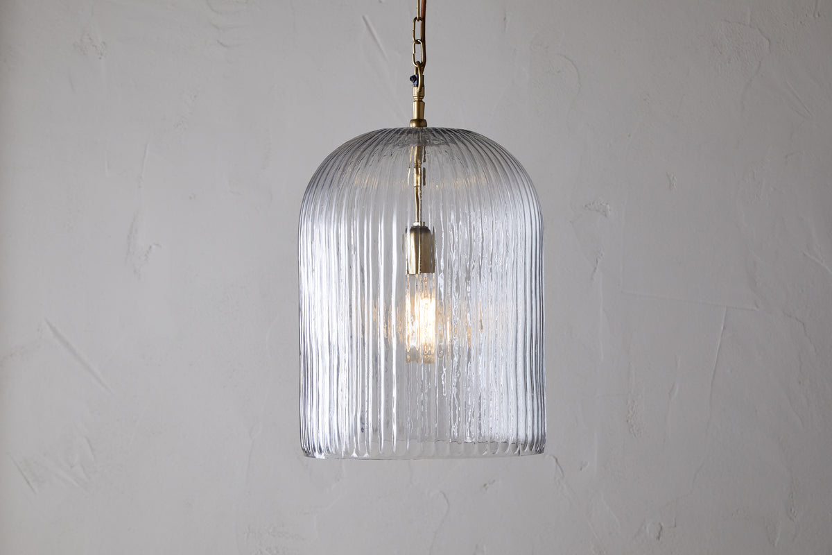 Suspension Lumina en verre recyclé cannelé - Transparent