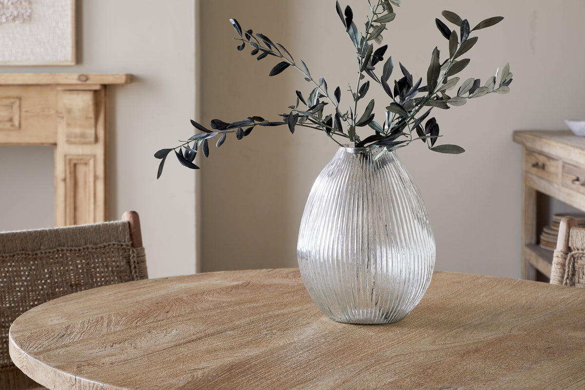 Vase en verre côtelé Linsy - Transparent