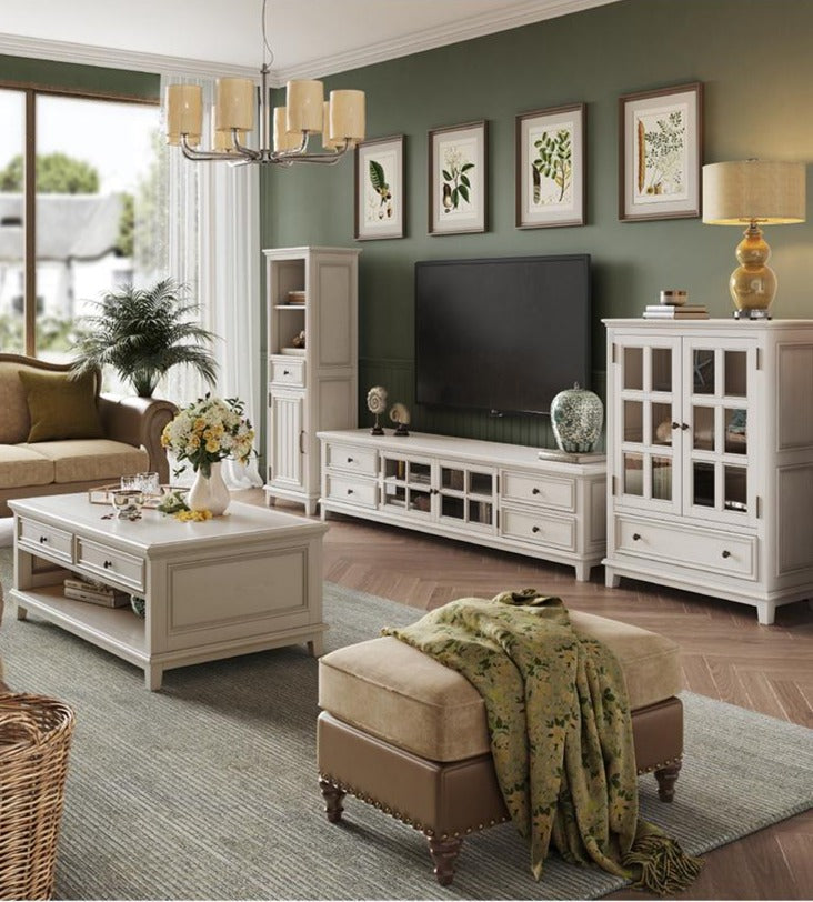 Meuble console TV en bois massif Leonardo Classic Country