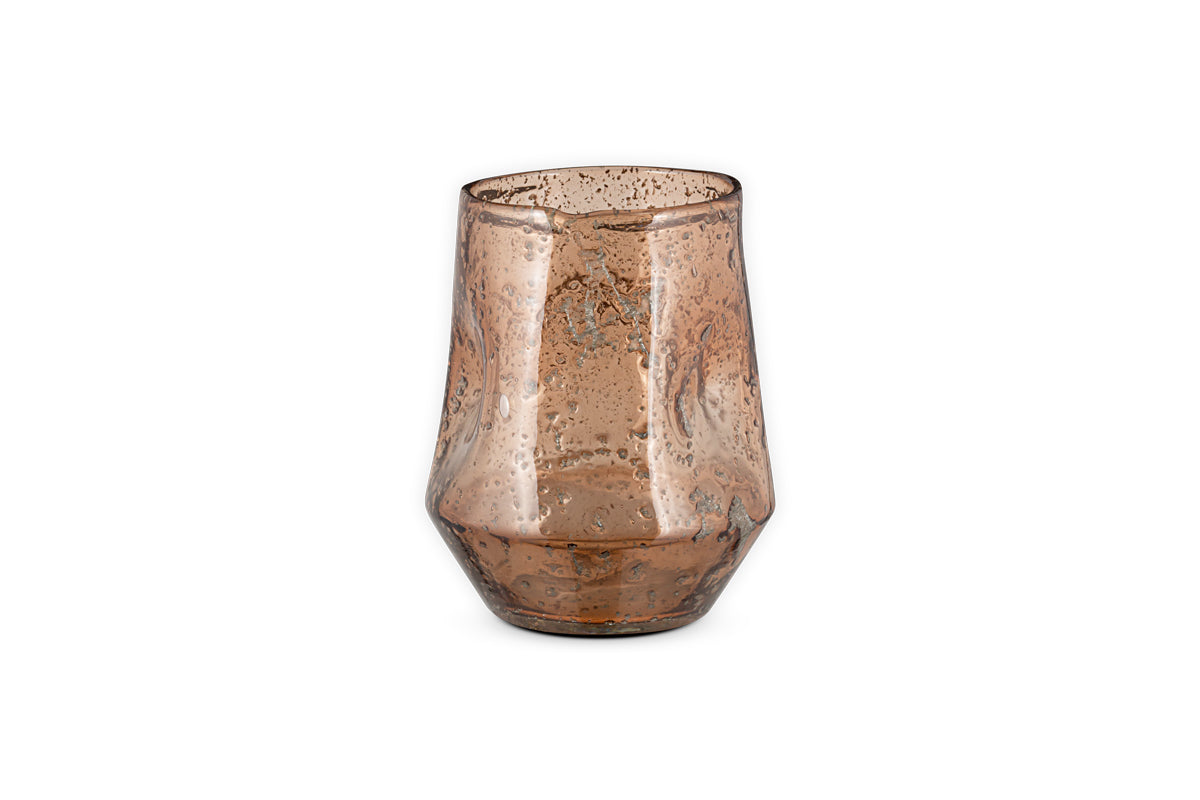 Photophore en verre recyclé Linora - Terre cuite