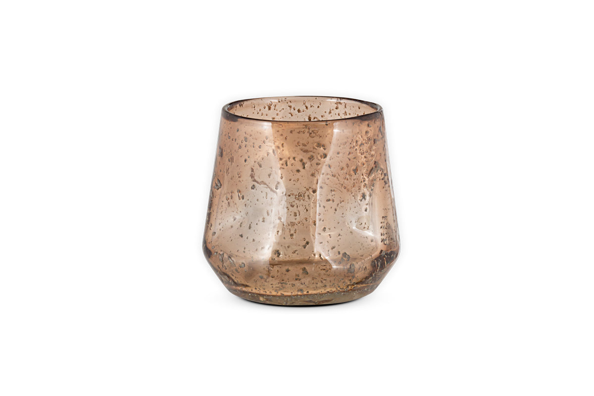 Photophore en verre recyclé Linora - Terre cuite
