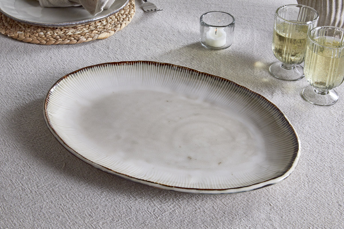 Grand plat ovale Malia - Crème
