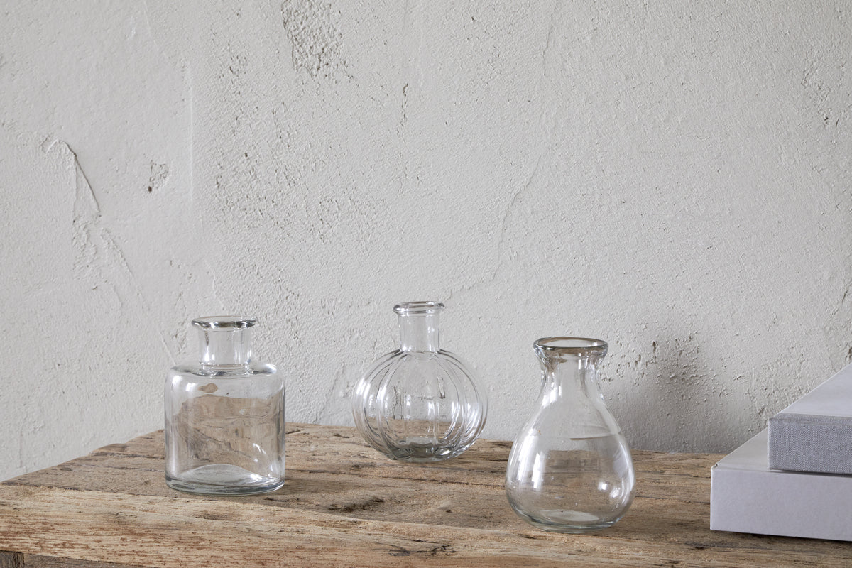 Vases à bourgeons en verre recyclé Mayumi - Transparent (lot de 3)