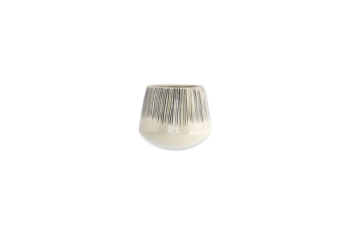 Jardinière murale en céramique Matamba - Lignes noires