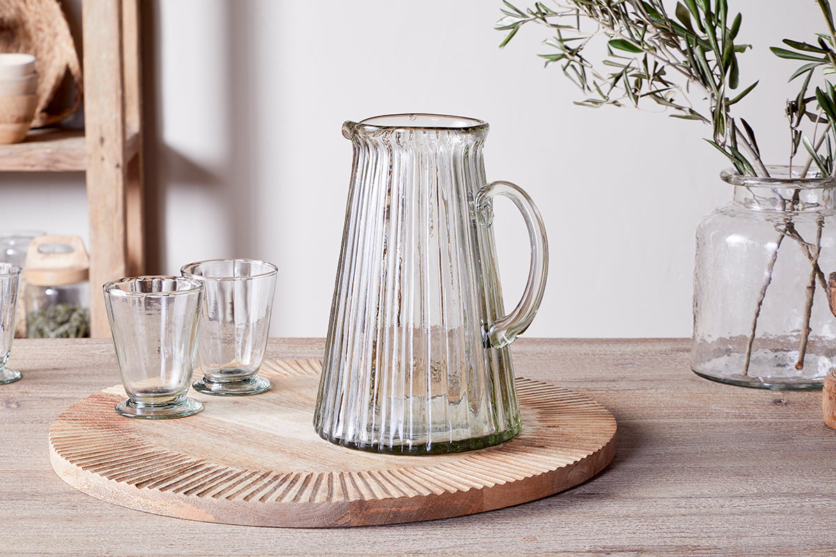 Pichet en verre côtelé Minati - Transparent
