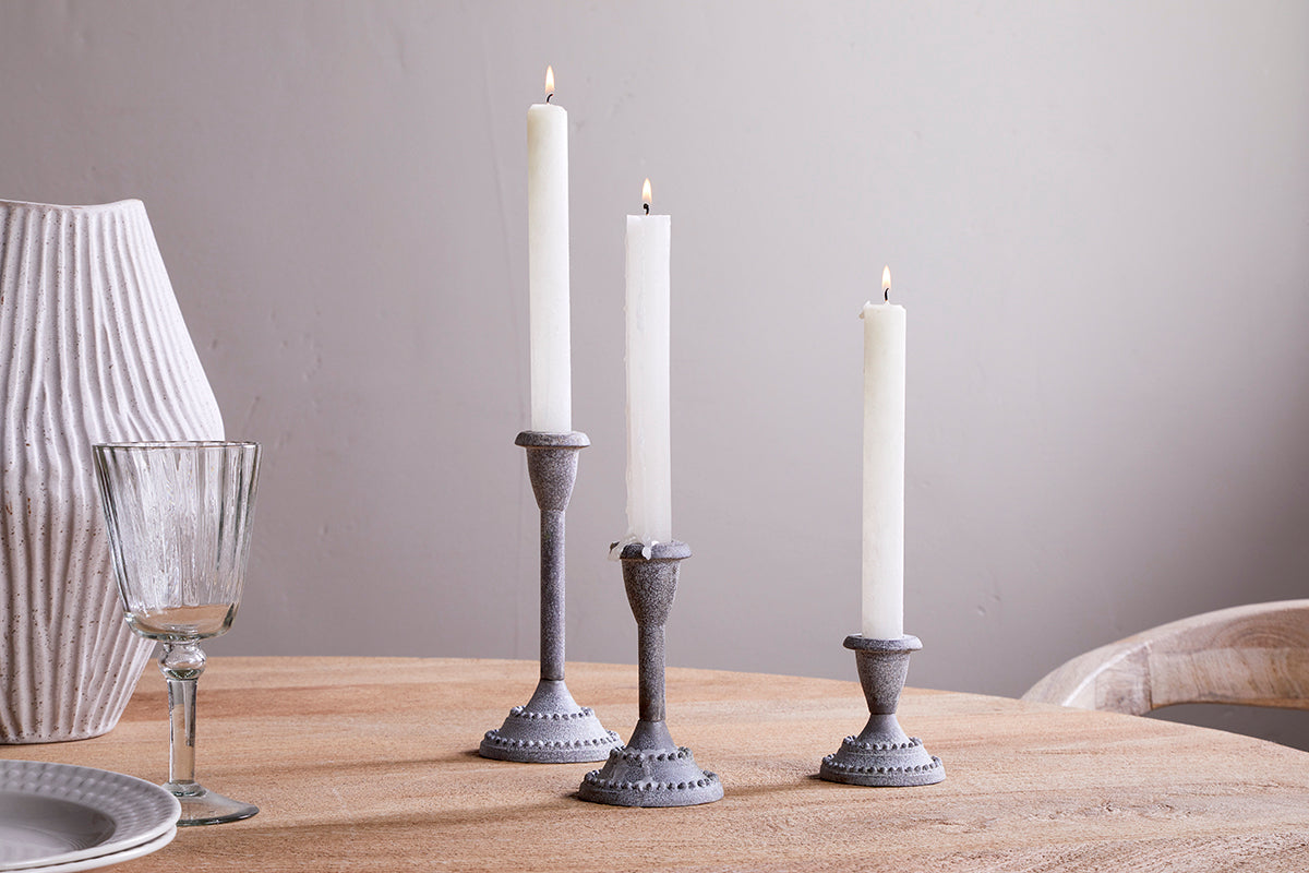 Bougeoirs Moremi - Zinc vieilli - (Lot de 3)