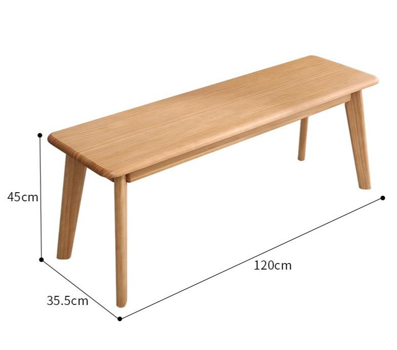 Banc LINCOLN Nordic Modern en bois massif, tabouret long