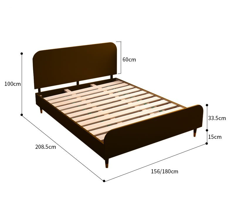 Lit Anastasia HYATT scandinave nordique en bois massif pur pour chambre à coucher (2 tailles, 4 couleurs)