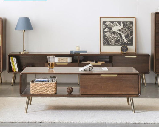 Table basse Lucas en bois massif de luxe nordique