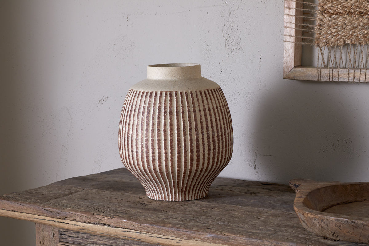 Vase décoratif en émail réactif Perola - Naturel et rouille