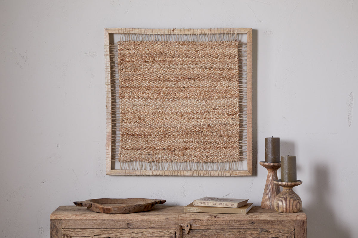Art mural en jute tissé Pemali - Naturel