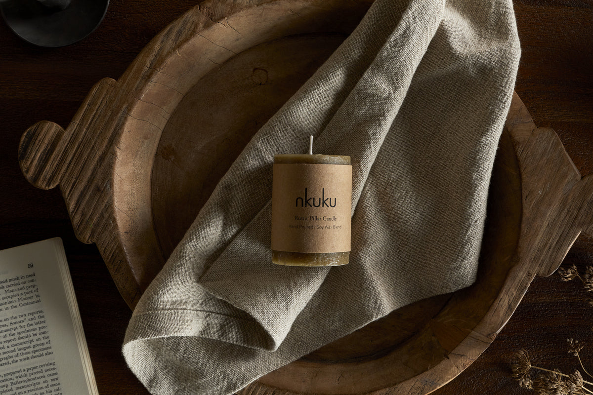 Mini bougie pilier rustique au mélange de soja - Olive