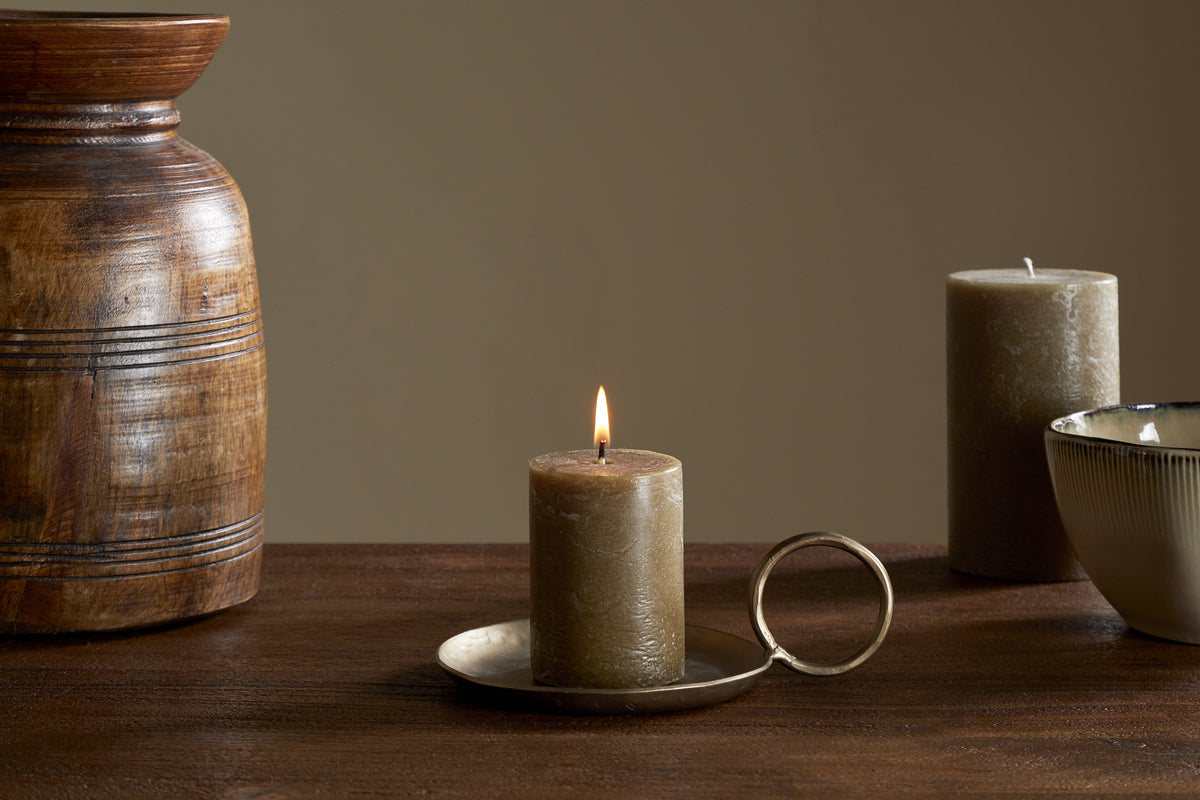 Mini bougie pilier rustique au mélange de soja - Olive
