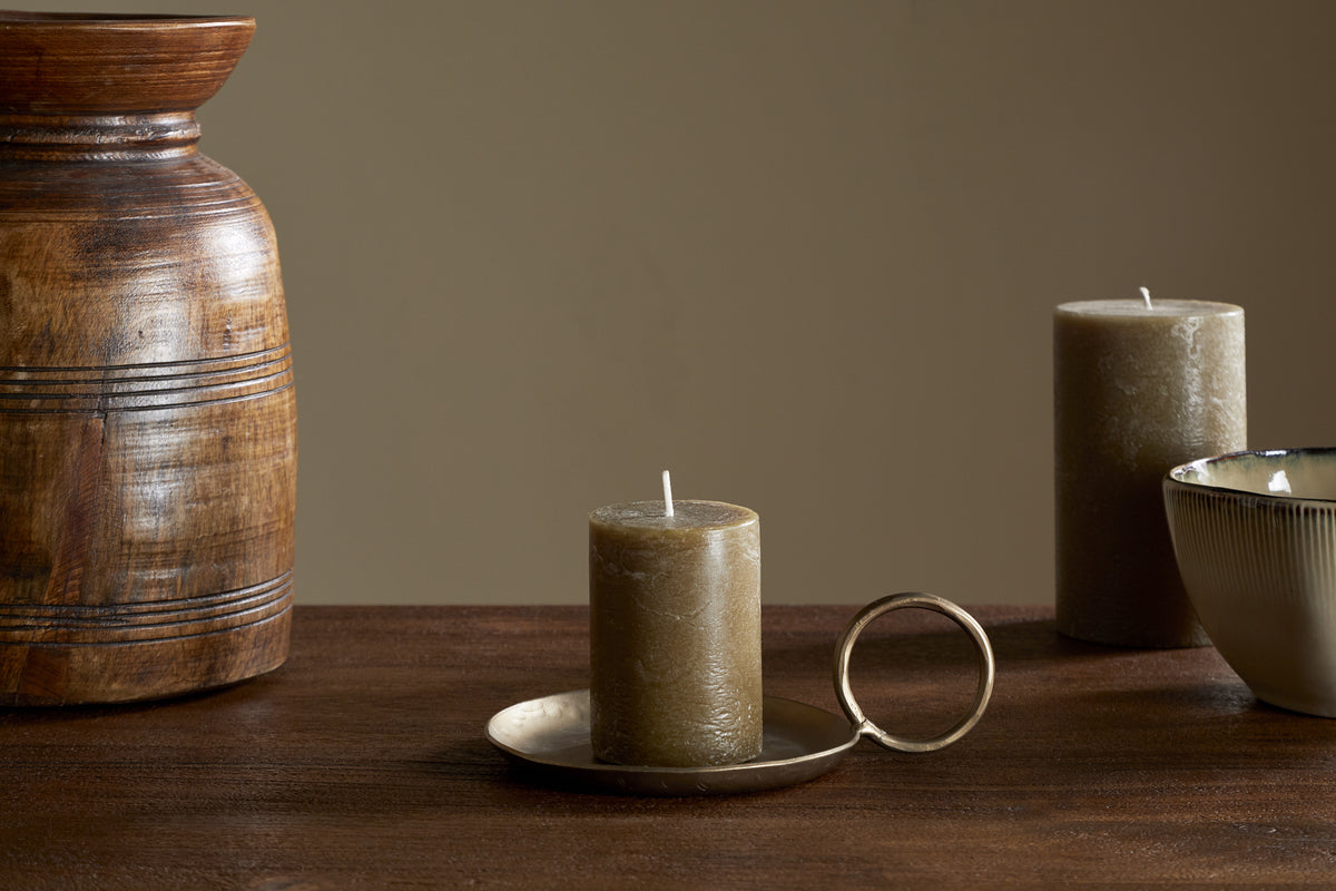 Mini bougie pilier rustique au mélange de soja - Olive