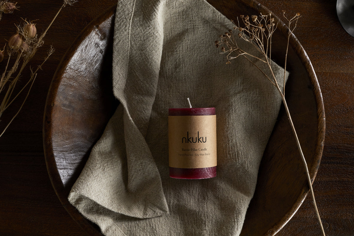 Mini bougie pilier rustique au mélange de soja - Cerise noire