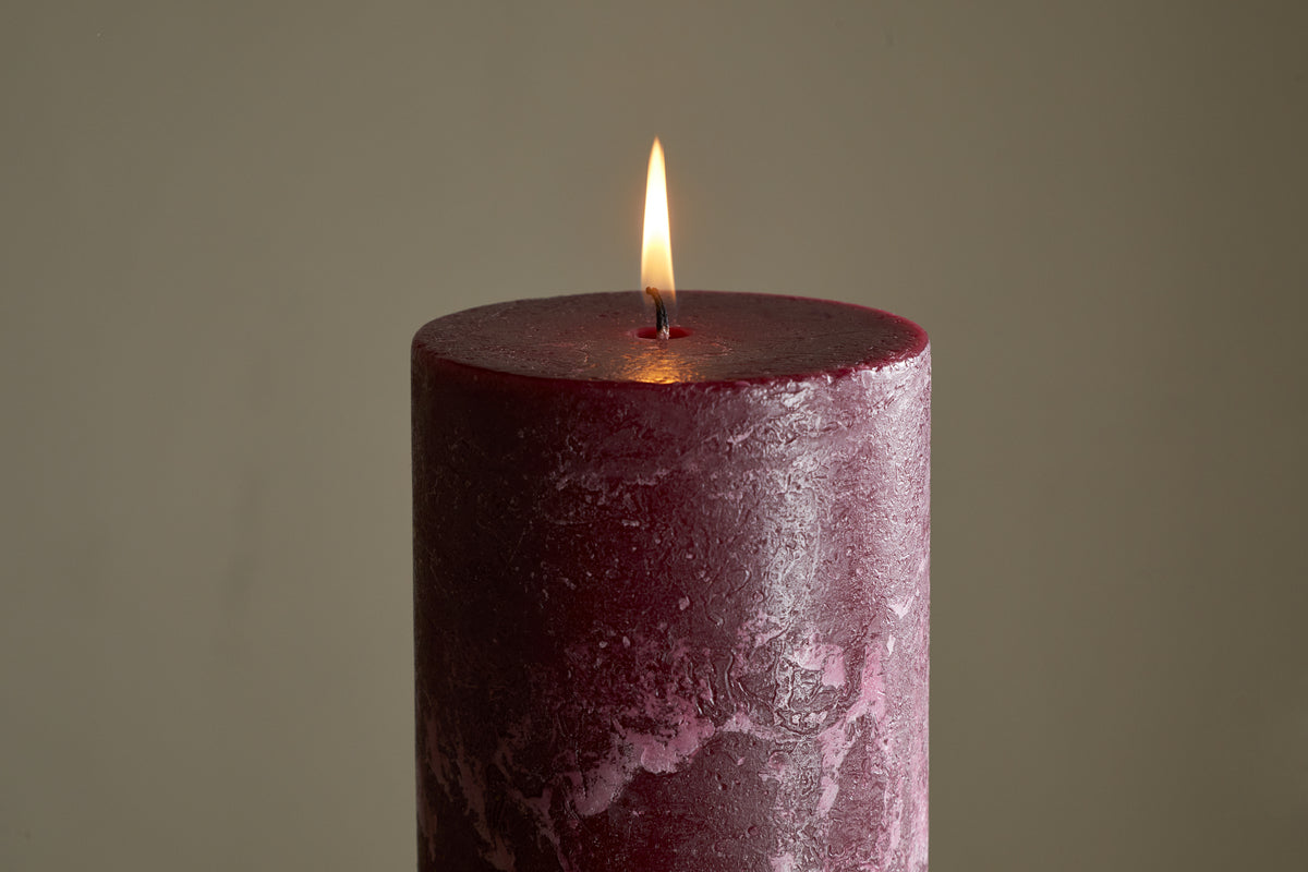 Bougie pilier rustique au soja - Cerise foncée - Grande