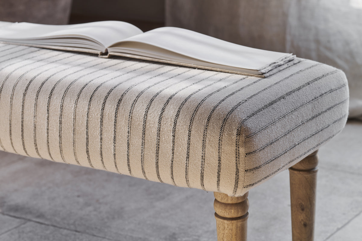 Banc rembourré à rayures Sanja - Gris