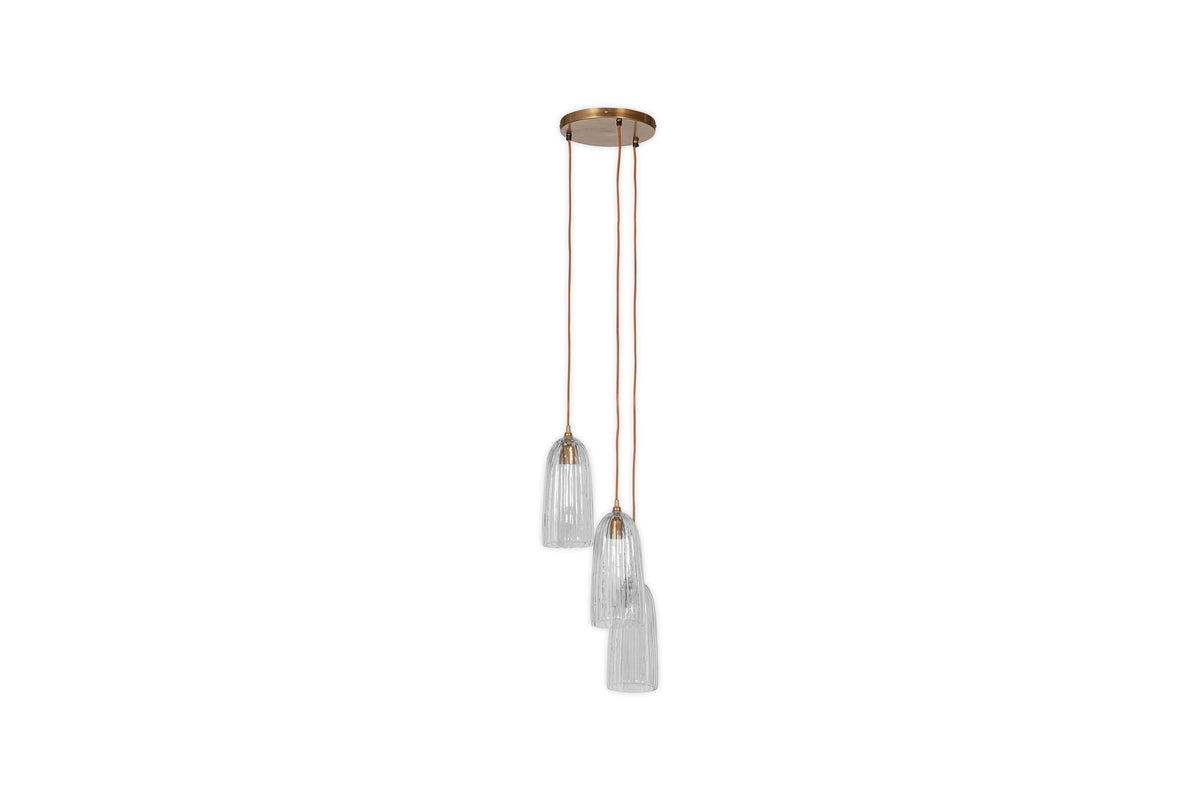 Luminaire en grappe de verre recyclé cannelé Lumina - Transparent